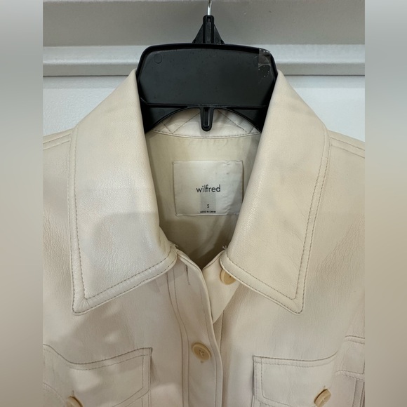 Aritzia Wilfred The Ganna™ Cream Vegan Leather Shirt Jacket Size Small - Picture 4 of 7